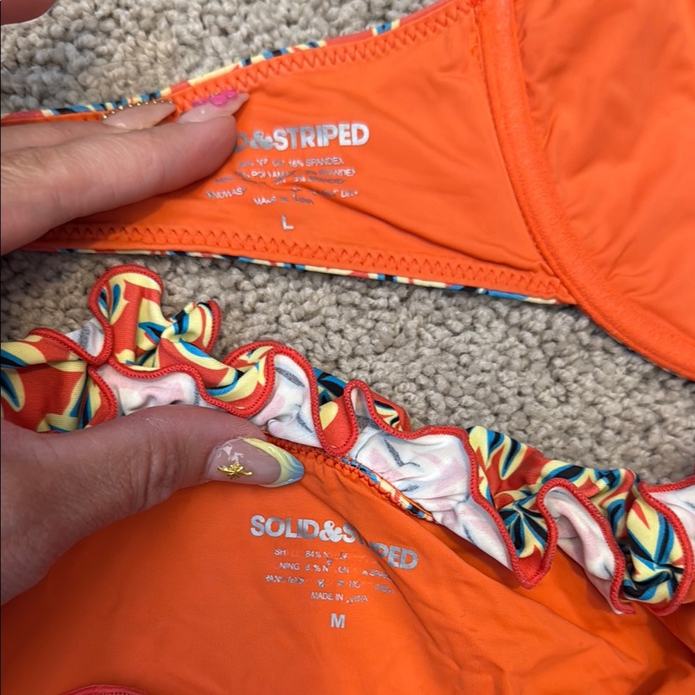 Solid & Striped Orange And Multicolor Bikini Set - image 2